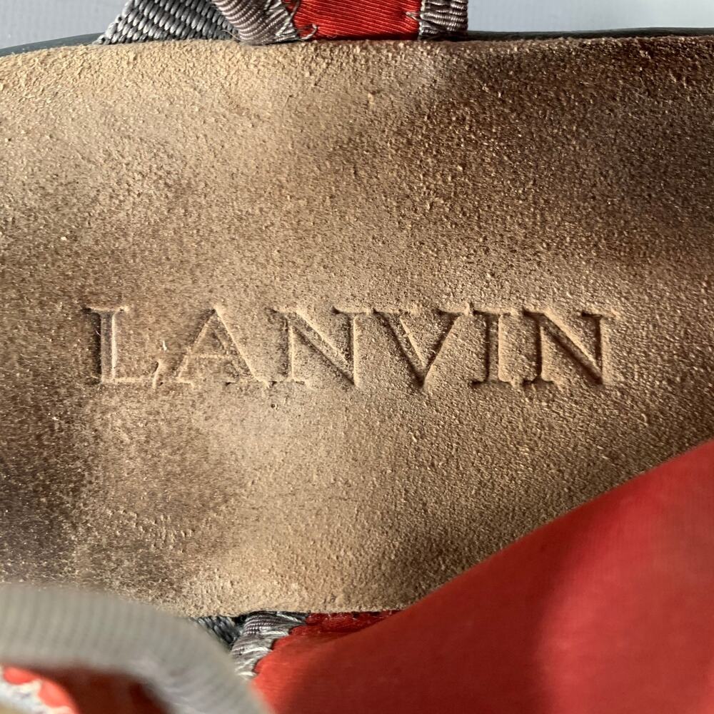 LANVIN Size 8 Beige Red Neoprene Hook Loop Closure Sandals - Picture 7 of 8